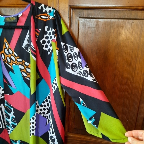 Vintage Bob Mackie Wearable Art geometric mixed animal print open front kimono - Picture 5 of 11